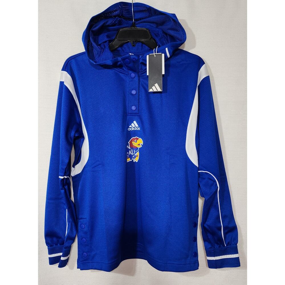 Adidas Kansas Jayhawks men's small hoodie mesh sweater NWT